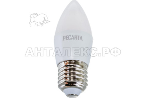 Лампа Ресанта, светодиодная LL-R-C37-6W-230-3K-E27 (свеча, 6Вт, тепл., Е27)